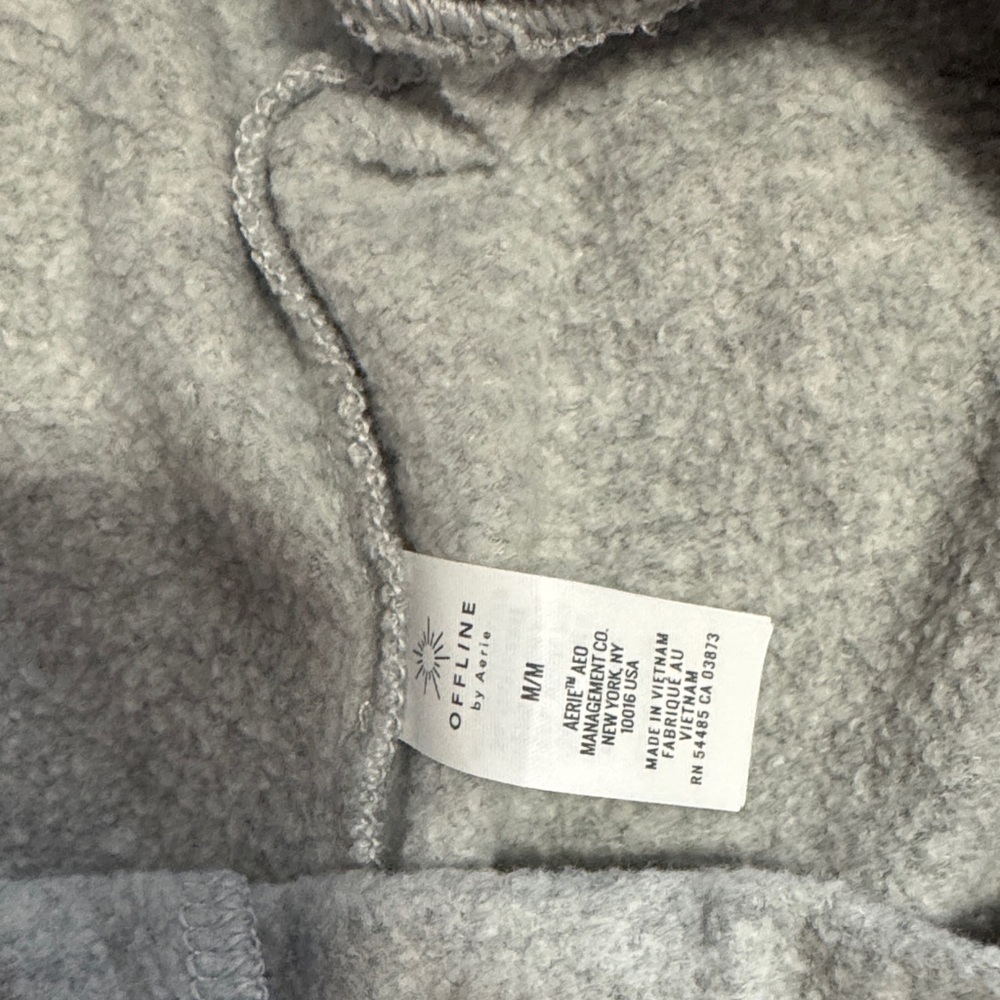 Aerie Light Gray Cozy light fleece biker shorts M with drawstring - Picture 2 of 7